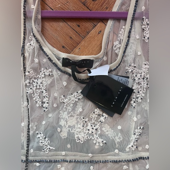 Stunning TWIN-SET TULLE DRESS with BEADED DETAIL size XL - Picture 3 of 5